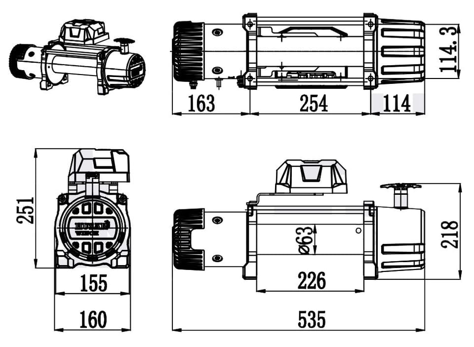 Wyciągarka elektryczna Husar BST 13500 Lbs 12V Lina syntetyczna do 6124 kg