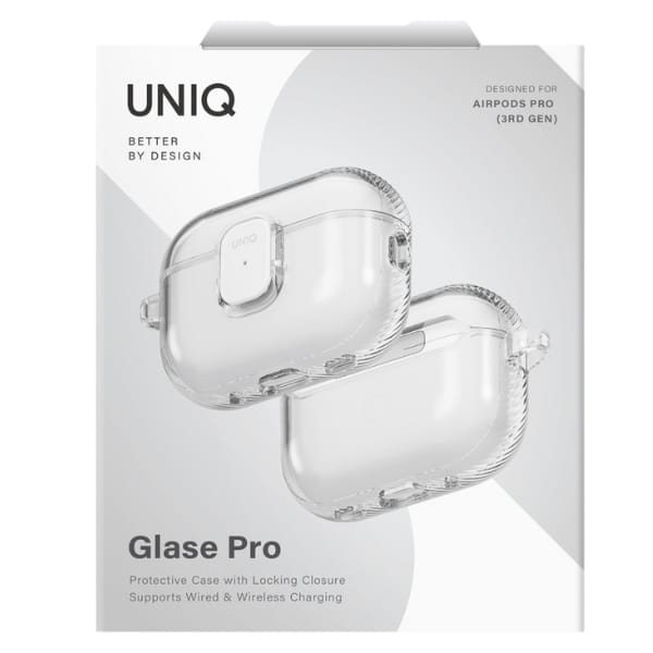 Etui UNIQ Glase Pro do AirPods Pro 3     Lock Case przezroczysty