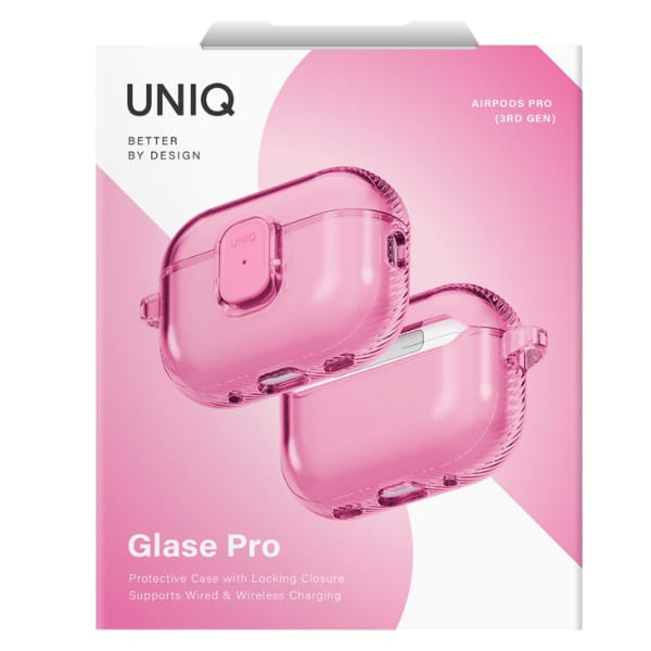 Etui UNIQ Glase Pro do AirPods Pro 3     Lock Case różowy