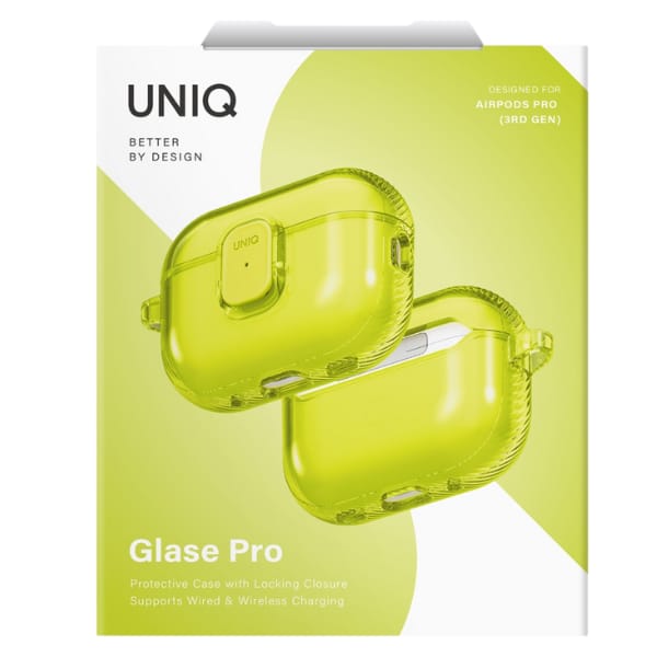 Etui UNIQ Glase Pro do AirPods Pro 3     Lock Case żółty