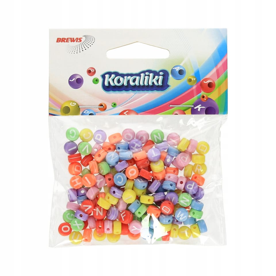 Koraliki akrylowe mix kolor Alfabet 4x7mm (20g ) KL6 BREWIS