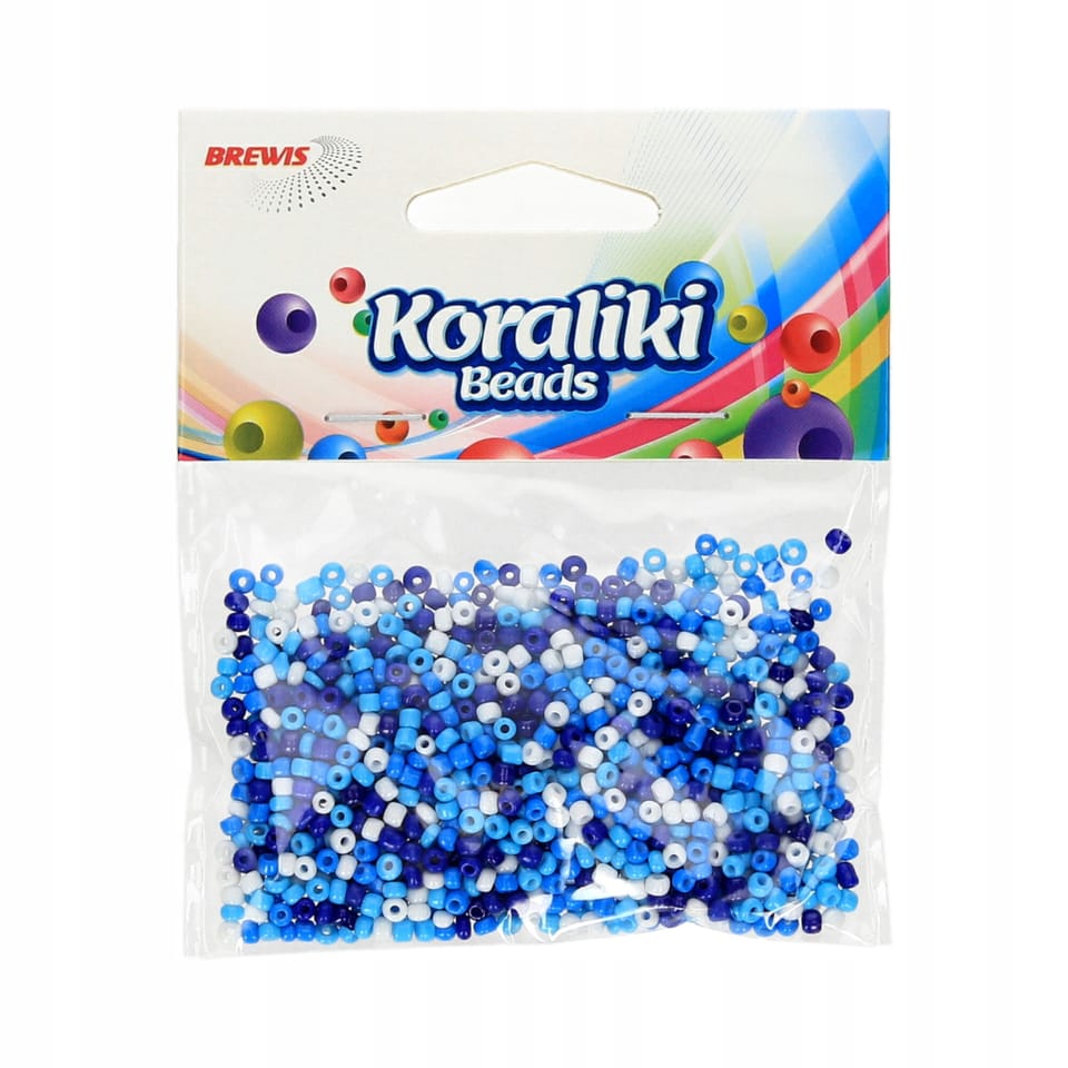 Koraliki akrylowe 35mm biało - niebieskie (30g) KZ13 BREWIS