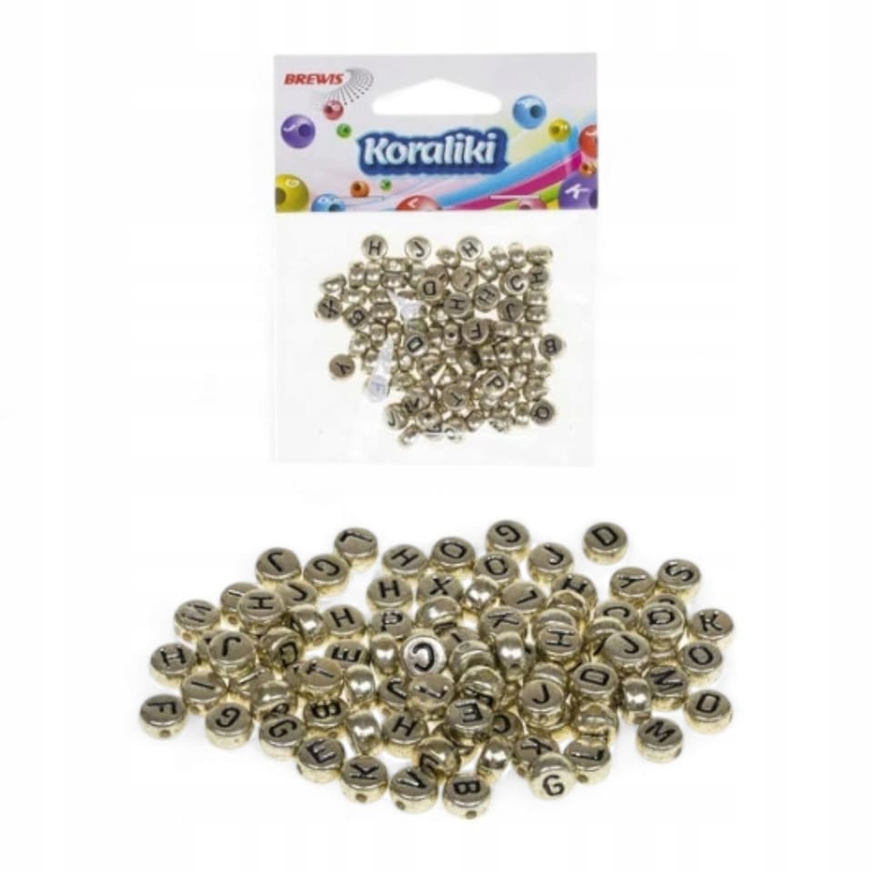 Koraliki złote z literkami KL7 BREWIS