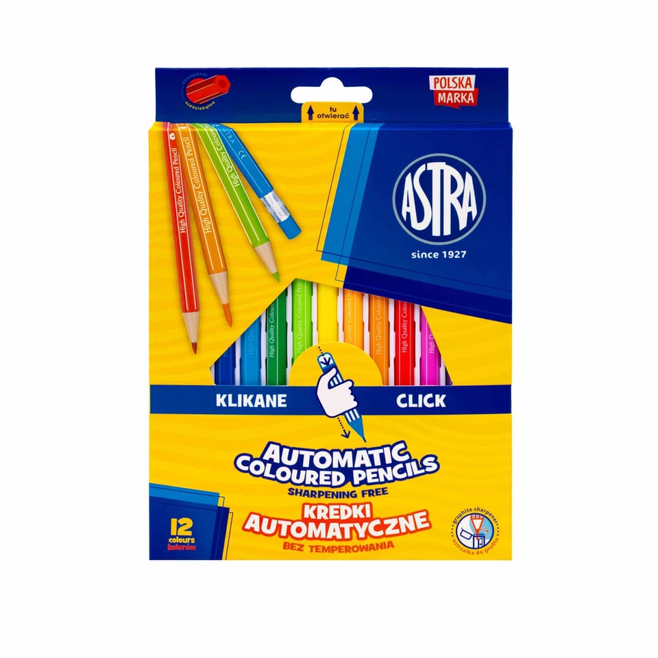 Kredki automatyczne bez temperowania ASTRA-12 kolorów 312025005