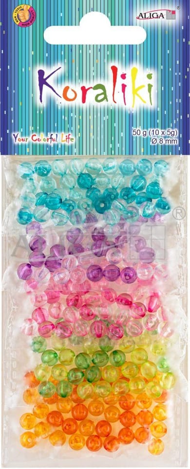 Koraliki plastikowe 8mm. op. 50g. (10kol. x 5g.) PJ-2844 ALIGA