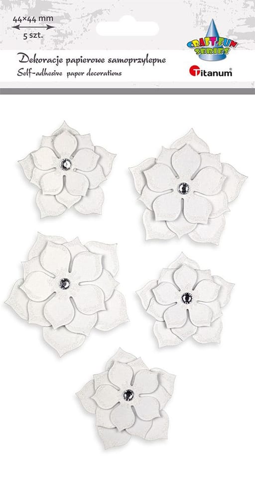 Naklejki papierowe kwiaty 44x44mm 5szt. 507976 TITANUM