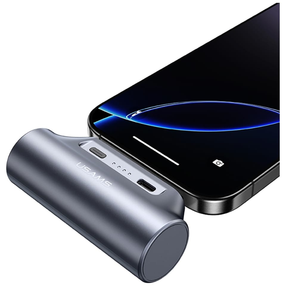 Powerbank USAMS PB79 Mini Tail Plug      Portable 3000mAh USB-C szary