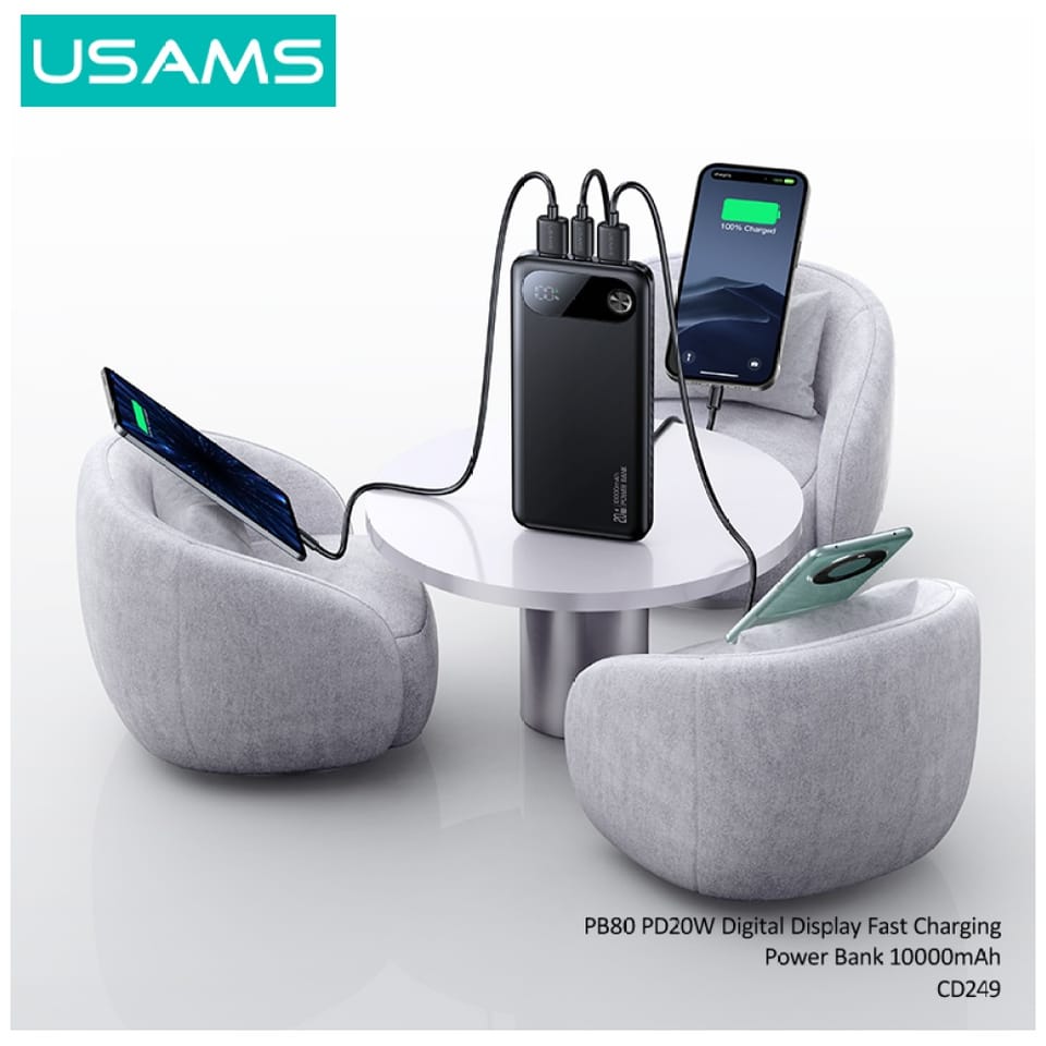 Powerbank USAMS PB80 PD20W 10000mAh      czarny