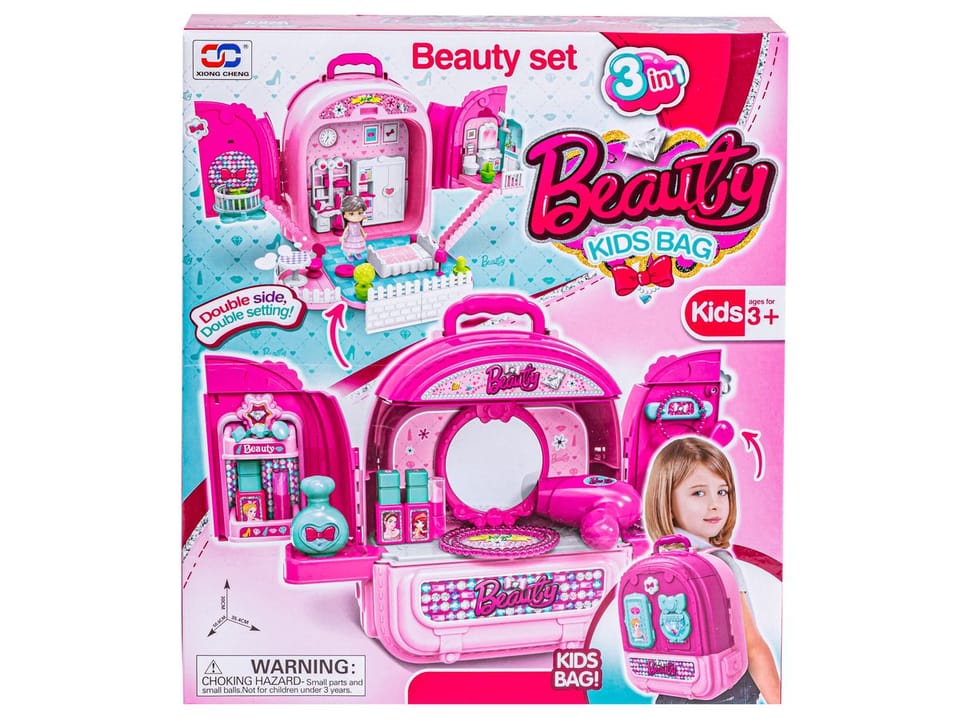 Domek Dla Lalek Toaletka W Walizce Plecak Zestaw 3w1 + Akcesoria