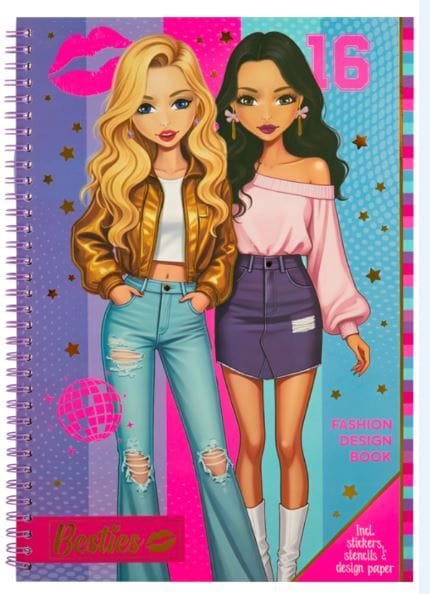 Książka projektowanie mody z naklejkami i szablonami fioletowa 140056/1 BESTIES