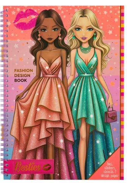 Książka projektowanie mody z naklejkami i szablonami pomarańczowa 140056/2 BESTIES