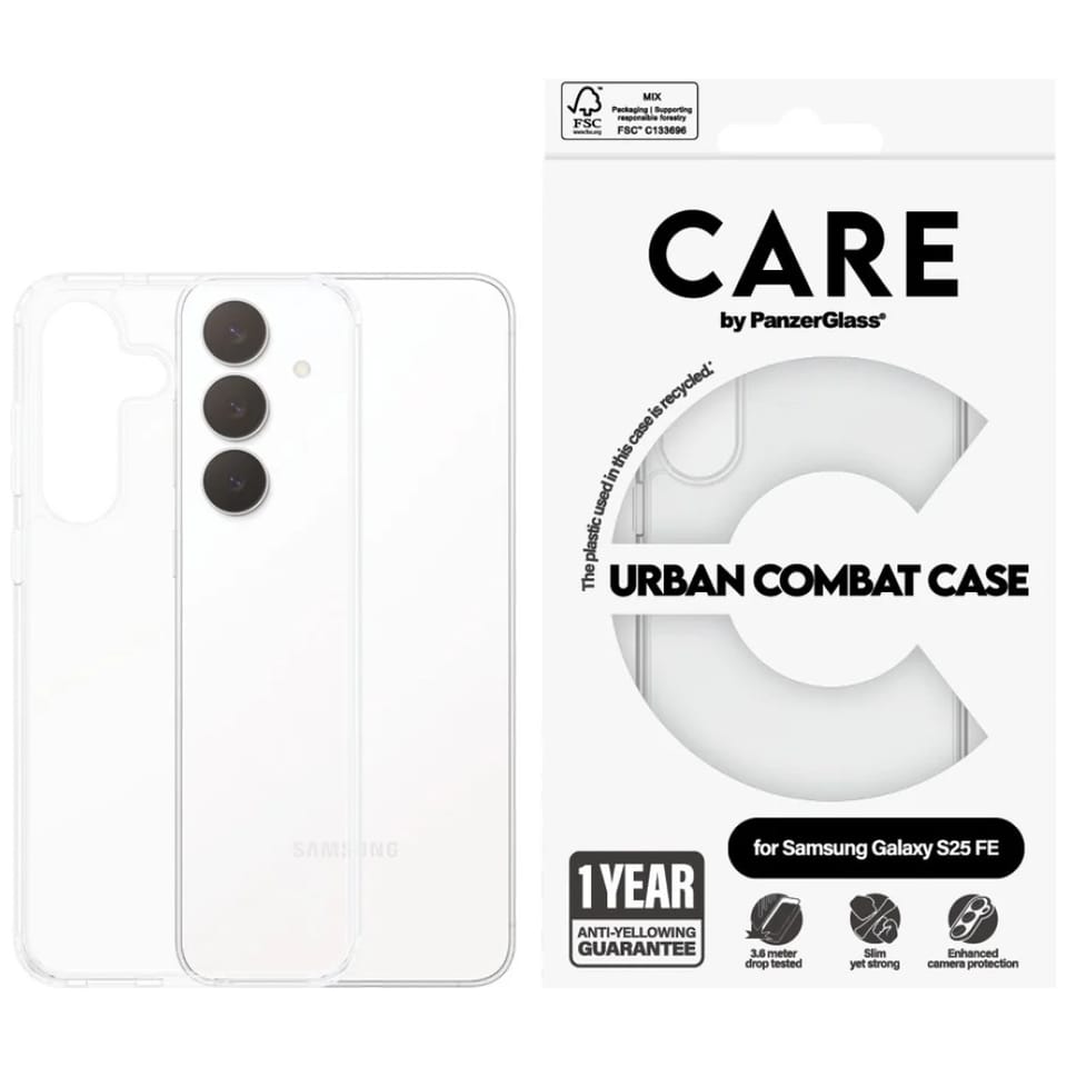Etui CARE by PanzerGlass Flagship Urban  Combat do Samsung Galaxy S25 FE przezroczysty