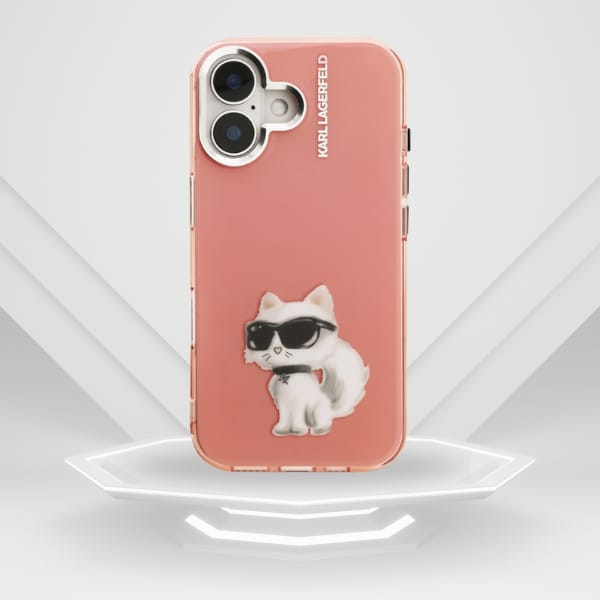 Etui Karl Lagerfeld IML Aquarelle        Choupette & Logo do iPhone 16 różowy