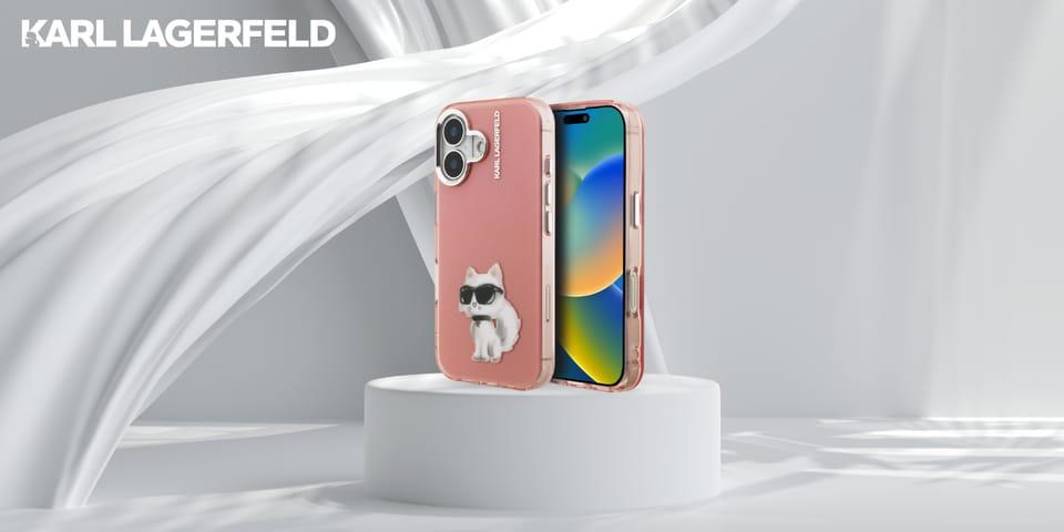 Etui Karl Lagerfeld IML Aquarelle        Choupette & Logo do iPhone 16 różowy