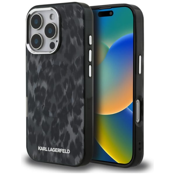 Etui Karl Lagerfeld IML Leopard Pattern  MagSafe do iPhone 16 Pro czarny
