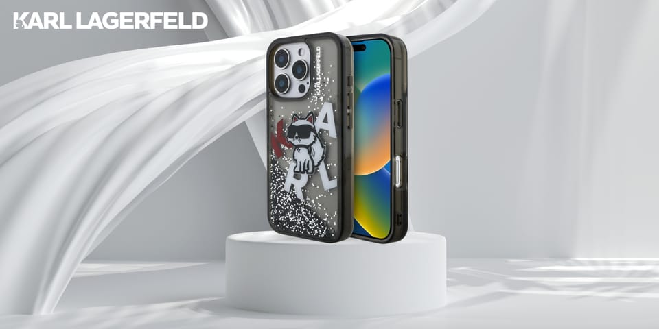 Etui Karl Lagerfeld Liquid Glitter       Choupette Logo do iPhone 16 Pro czarny