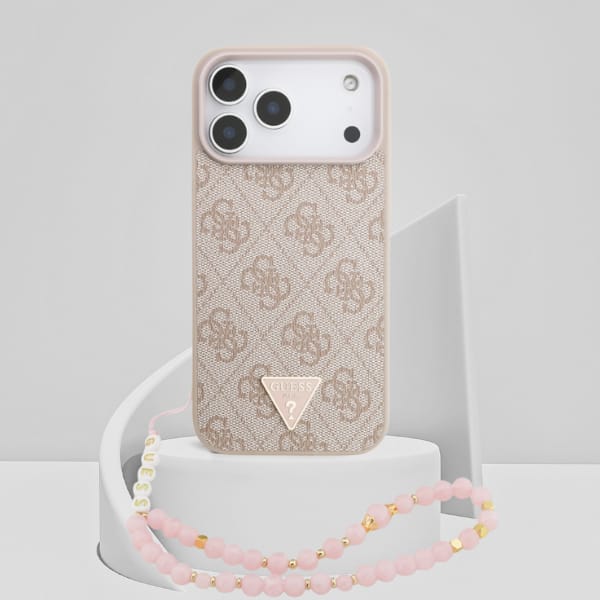 Etui Guess 4G Strap Triangle Logo        MagSafe do iPhone 17 Pro Max różowy