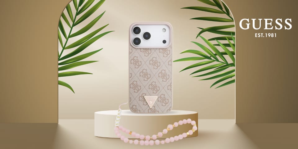 Etui Guess 4G Strap Triangle Logo        MagSafe do iPhone 17 Pro Max różowy