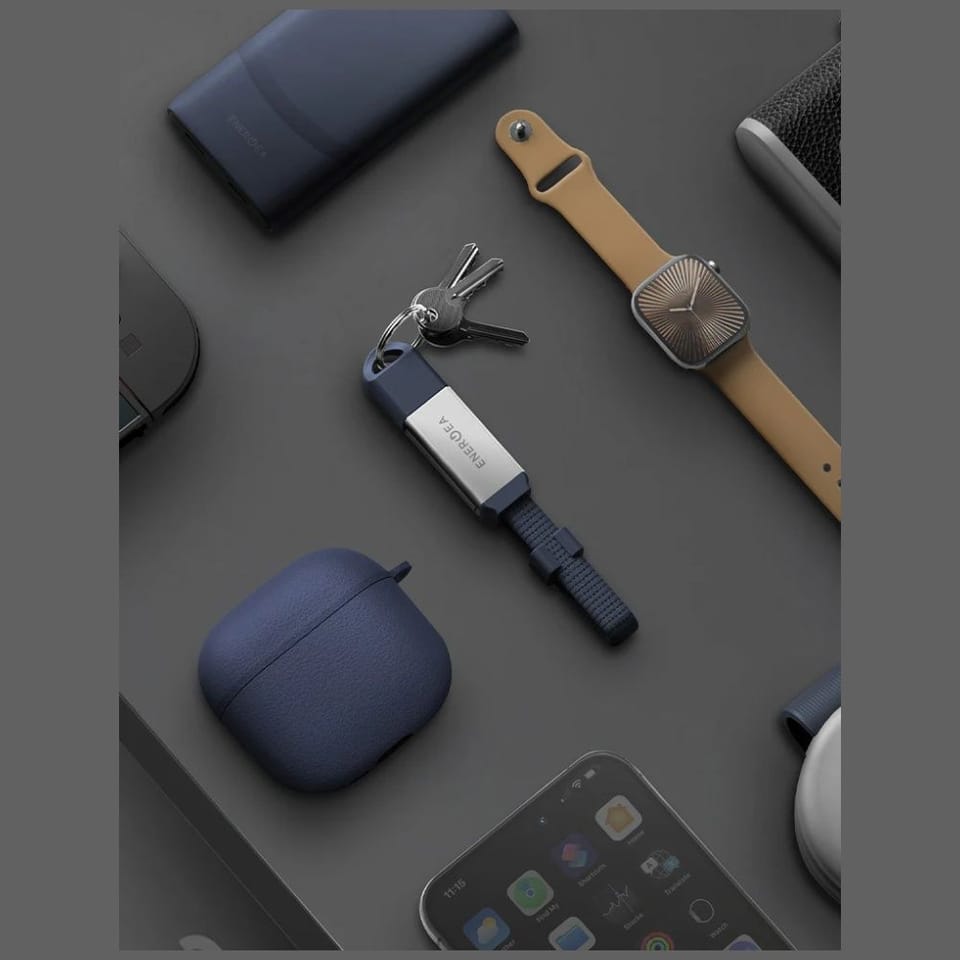 Kabel Energea Sheath Key 2w1 USB-C do    USB-C/USB-A 480Mbps 60W 15cm niebieski