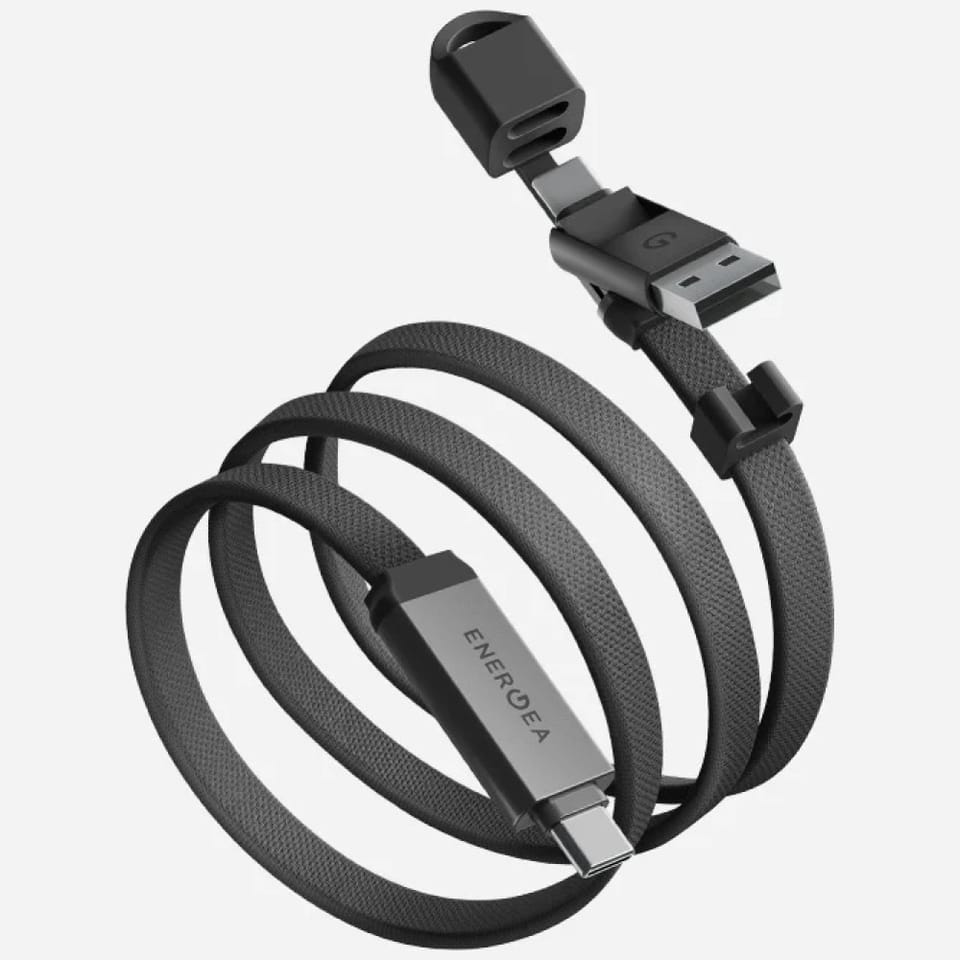 Kabel Energea Sheath Travel 2w1 USB-C do USB-C/USB-A 480Mbps 60W 1.2m gunmetal