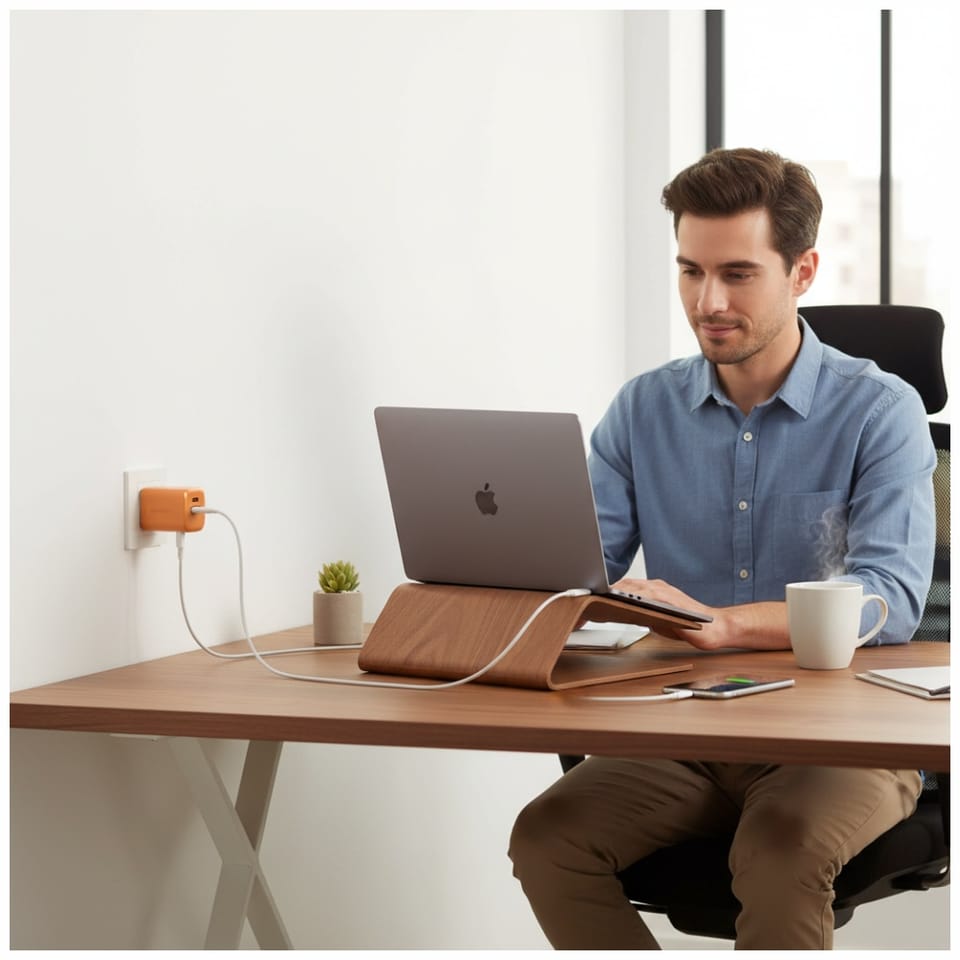 Ładowarka sieciowa Energea Ampcharge     GaN35 USB-C/USB-A PD/PPS/QC3.0 35W pomarańczowy