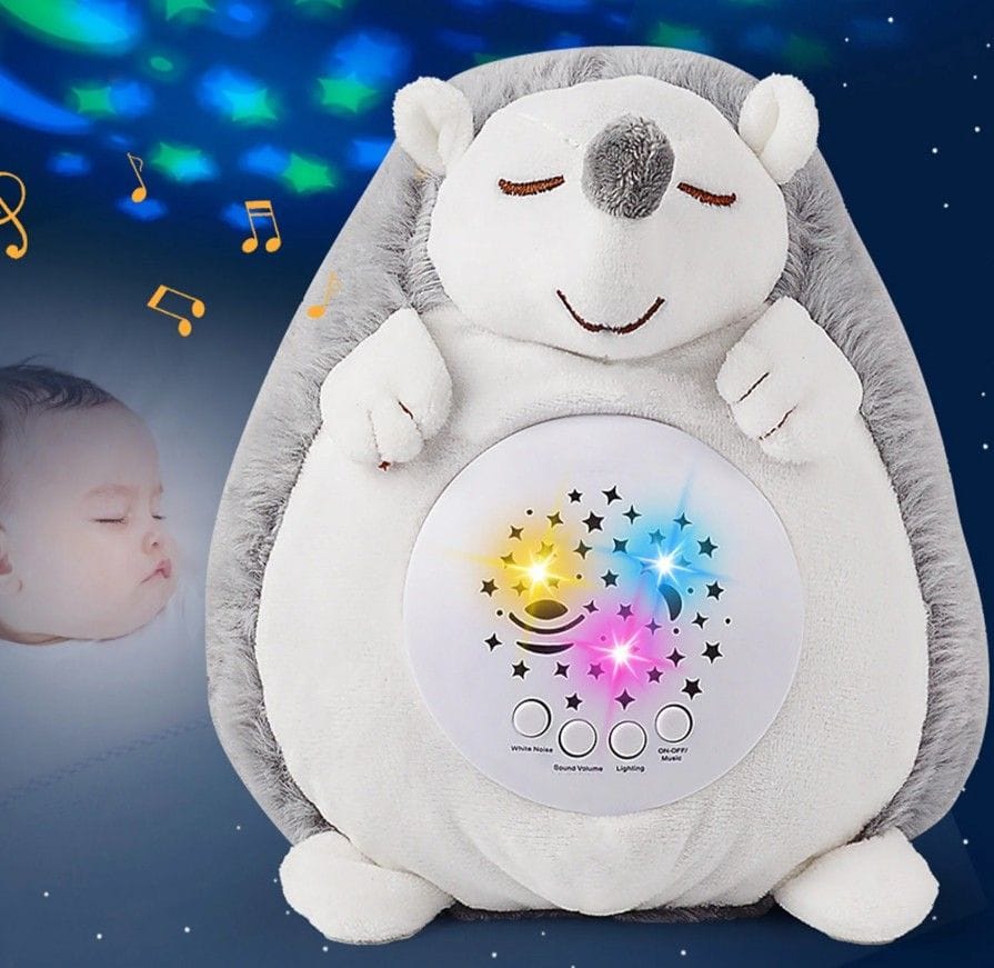 Pluszowy Jeż Jeżyk PROJEKTOR Maskotka Emituje Biały Szum Usypiacz Pomaga Zasnąć Zabawka Dla Dzieci