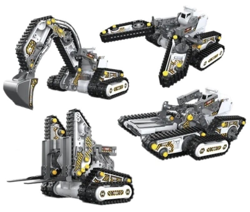 Klocki 176 El. Zestaw do składania MASZYNY BUDOWALNE 4w1 RC Koparka Czołg Wózek Widłowy Zdalnie Sterowane