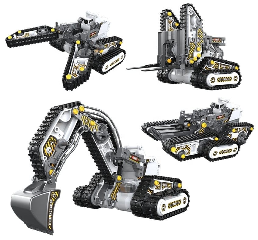 Klocki 176 El. Zestaw do składania MASZYNY BUDOWALNE 4w1 RC Koparka Czołg Wózek Widłowy Zdalnie Sterowane