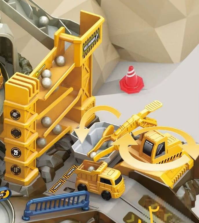 Zjazd samochodowy Tor Kulkowy PLAC BUDOWY Garaż Parking Zjeżdżalnia Dźwig