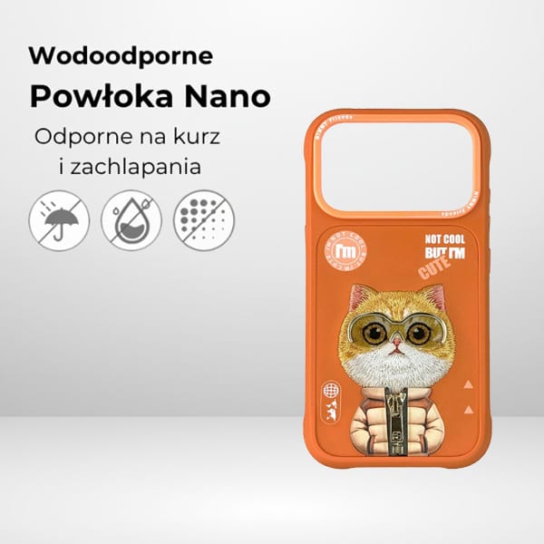 Etui Nimmy Cool&Cute 2.0 Cat do iPhone   17 Pro pomarańczowy