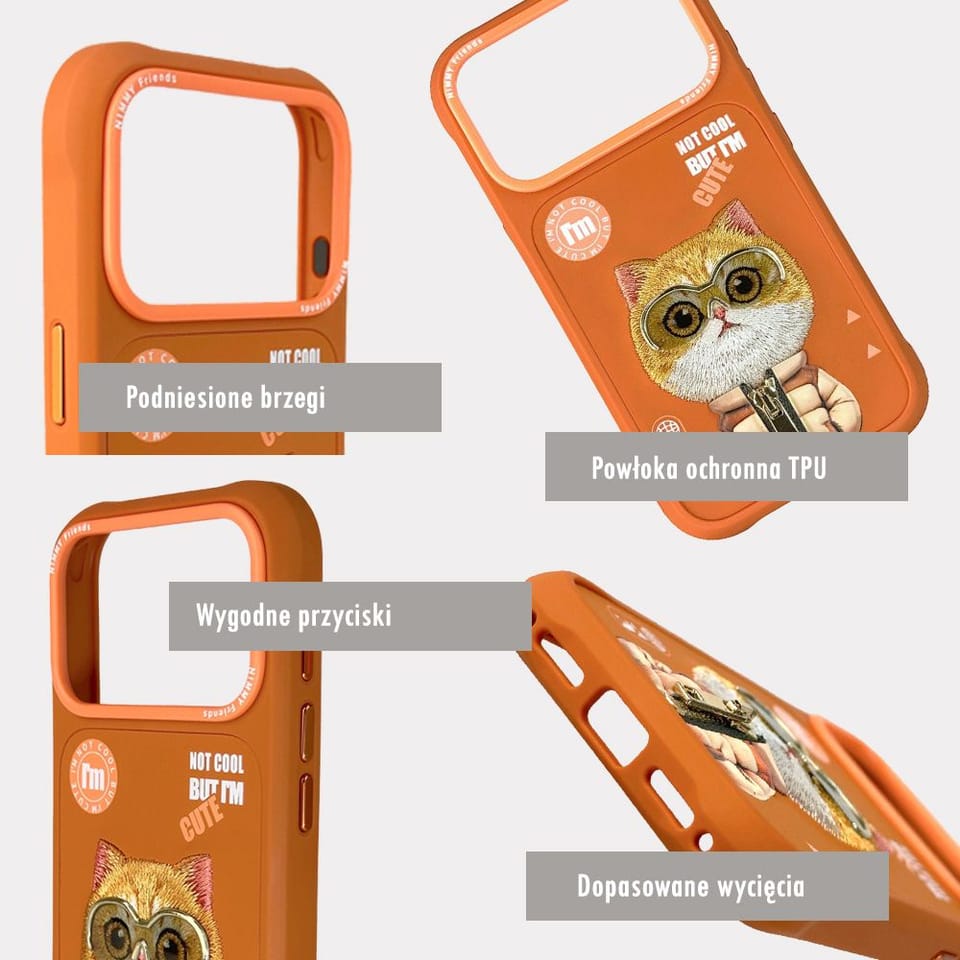 Etui Nimmy Cool&Cute 2.0 Cat do iPhone   17 Pro pomarańczowy