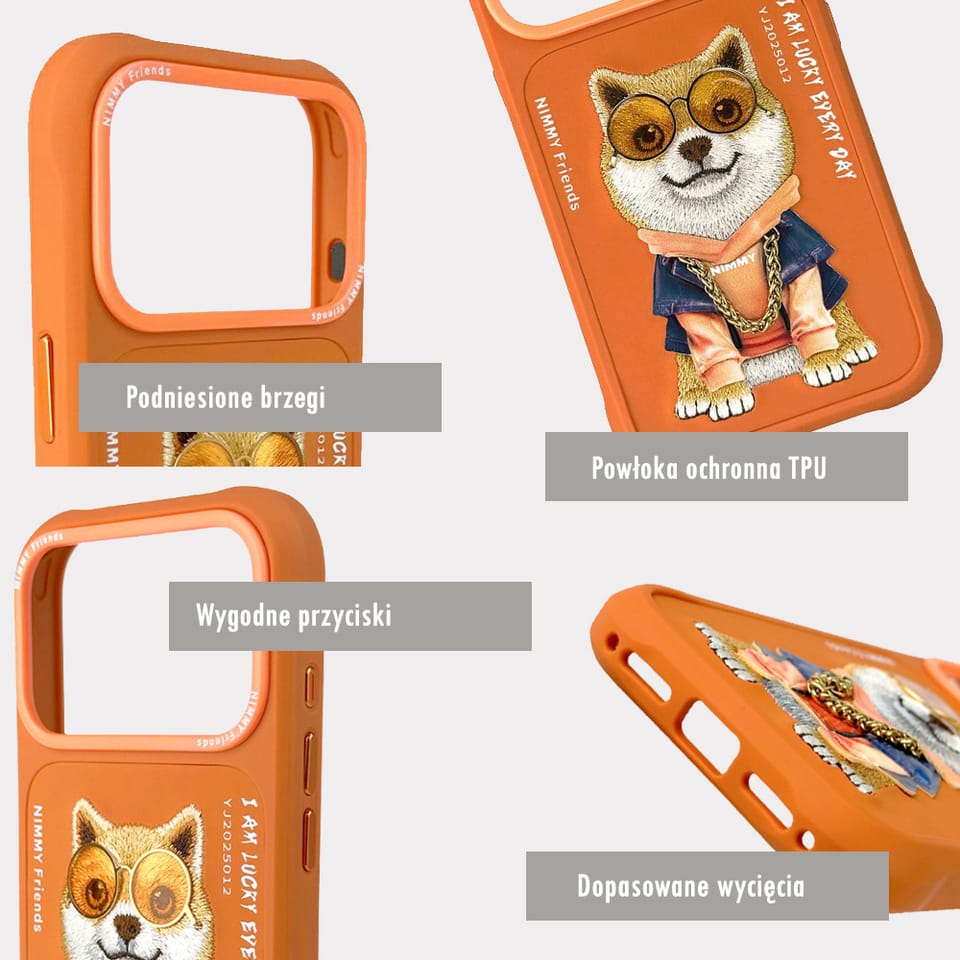 Etui Nimmy Glasses Cool Dog do iPhone 17 Pro pomarańczowy