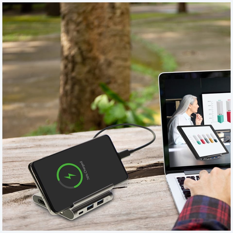 Podstawka pod Tablet/Telefon Hub 4smarts 7w1 DeX 2xUSB-C/2xUSB-A/HDMI/SD/MicroSD/RJ45