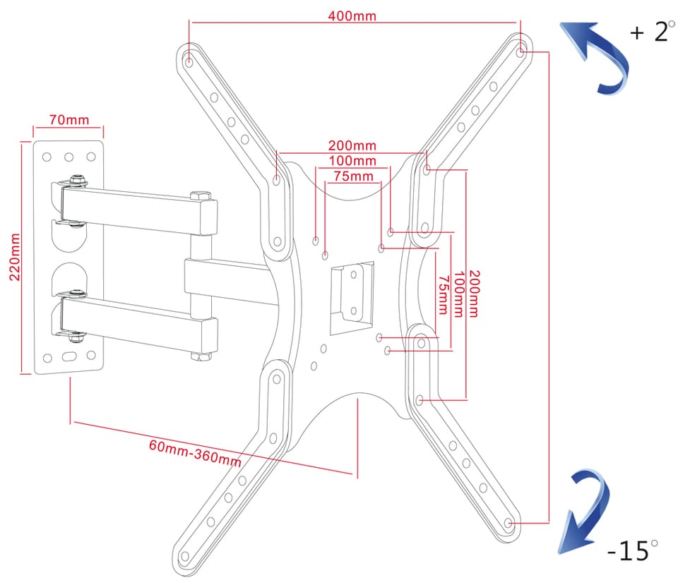 Uchwyt TV wieszak na telewizor 19-56` 30kg AR-61A