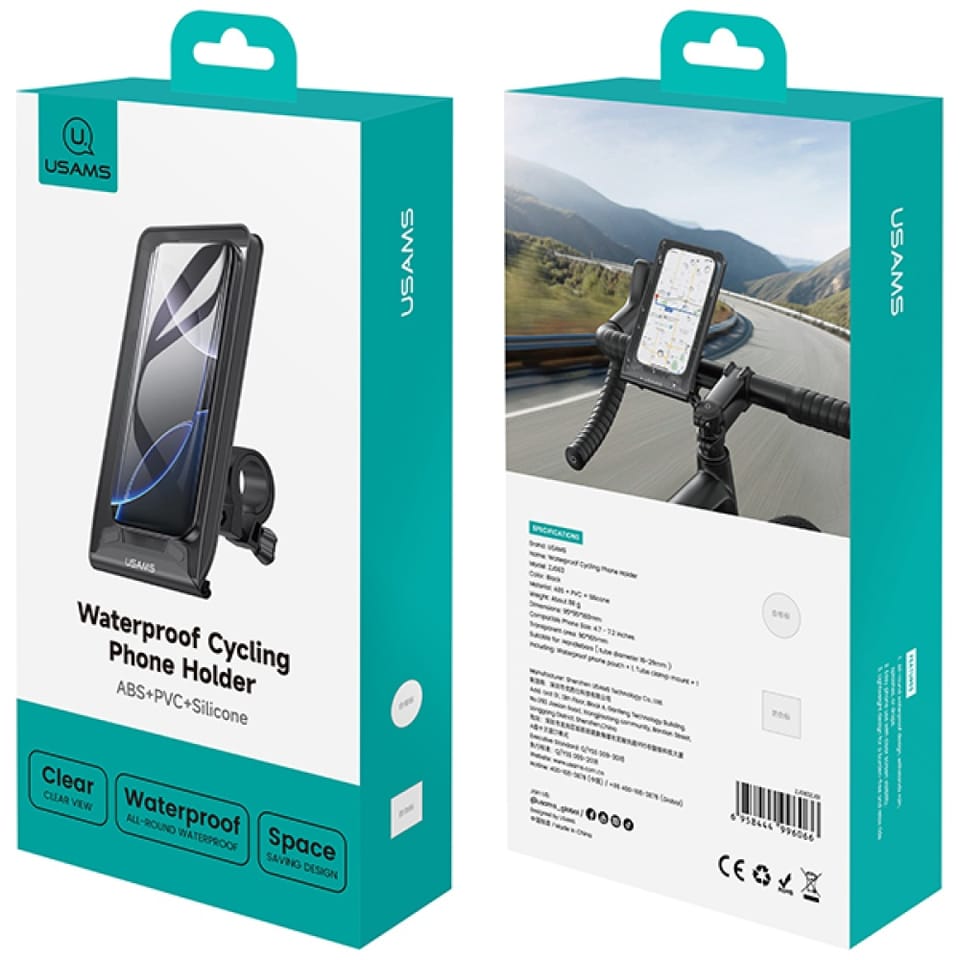 Uchwyt rowerowy USAMS ZJ083 wodoodporny  czarny