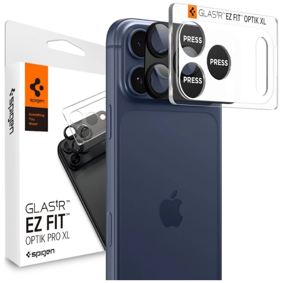 Ochrona na obiektyw aparatu Spigen       Glas.Tr Camera EZ FIT Optik Pro XL do Apple iPhone 17 Pro czarny