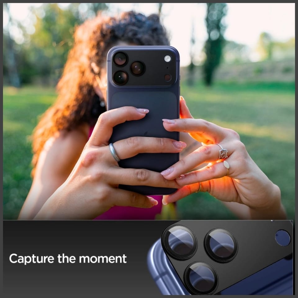 Ochrona na obiektyw aparatu Spigen       Glas.Tr Camera EZ FIT Optik Pro XL do Apple iPhone 17 Pro czarny