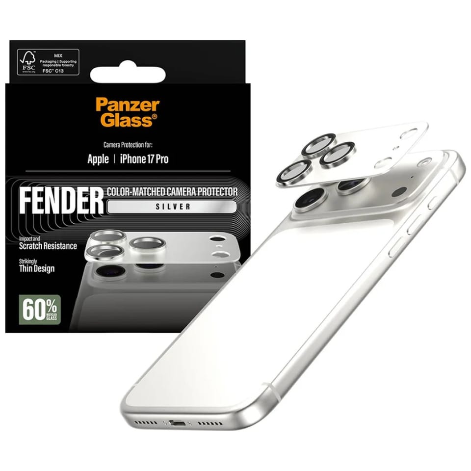 Szkło hartowane na obiektyw PanzerGlass  Fender Camera Protector do iPhone 17 Pro srebrny