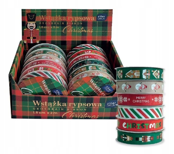 Wstążka rypsowa 3m CHRISTMAS INTERDRUK