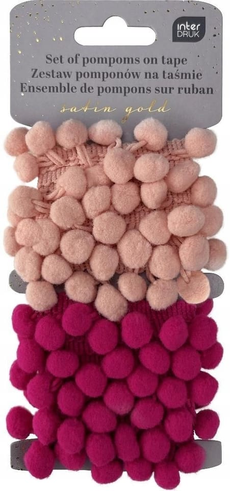 Zestaw pomponów na taśmie 2x1,5m Satin Gold INTERDRUK