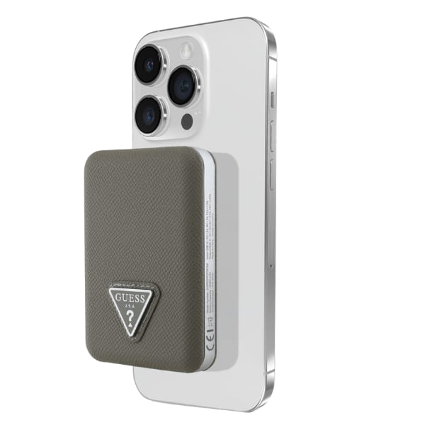 Powerbank indukcyjny Guess Grained       Triangle 5000mAh 15W USB-C MagSafe brązowy