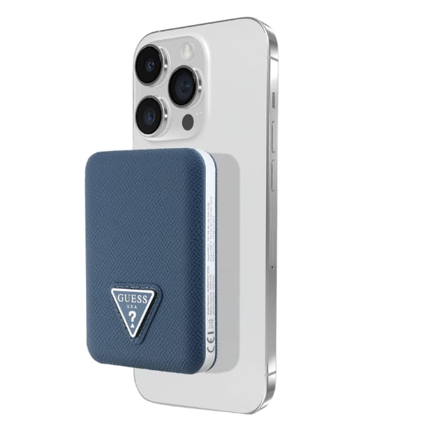 Powerbank indukcyjny Guess Grained       Triangle 5000mAh 15W USB-C MagSafe niebieski