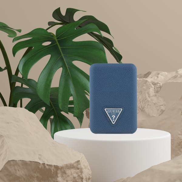 Powerbank indukcyjny Guess Grained       Triangle 5000mAh 15W USB-C MagSafe niebieski
