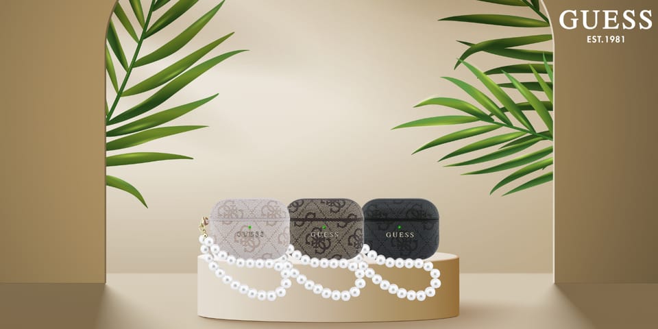 Etui Guess 4G Pearl Strap do AirPods Pro 3 brązowy