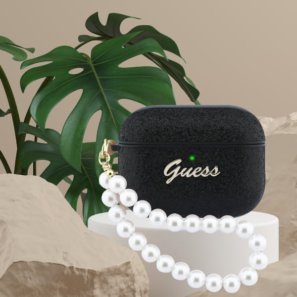 Etui Guess Glitter Pearl Strap do        AirPods Pro 3 czarny
