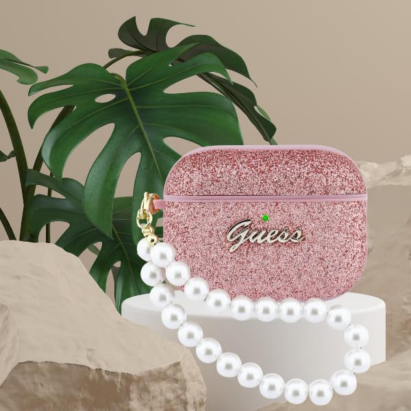 Etui Guess Glitter Pearl Strap do        AirPods Pro 3 różowy