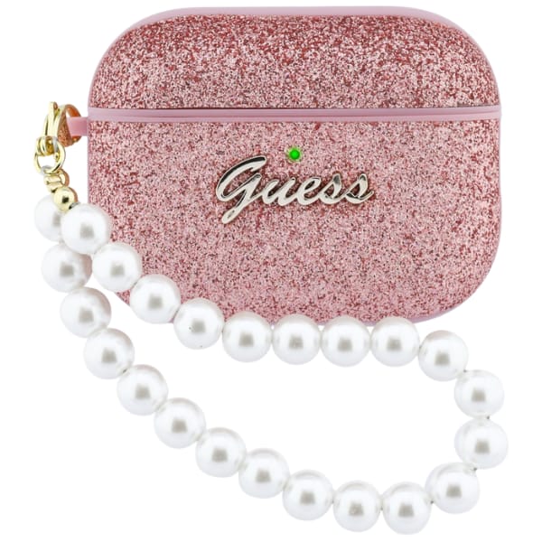 Etui Guess Glitter Pearl Strap do        AirPods Pro 3 różowy