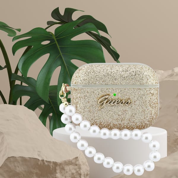 Etui Guess Glitter Pearl Strap do        AirPods Pro 3 złoty