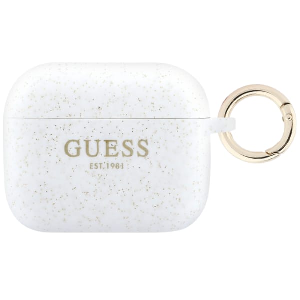 Etui Guess Silicone Glitter Ring do      AirPods Pro 3 biały