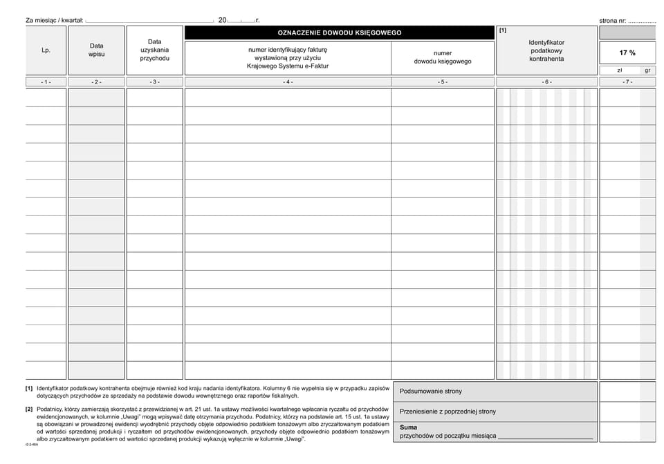R-2 Ewidencja przychodu A4 MICHALCZYK I PROKOP